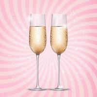 verre de champagne sur fond rose. illustration vectorielle. vecteur