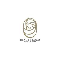 vecteur abstrait logo et l'image de marque conception modèle dans branché linéaire minimal style, emblème pour beauté et produits de beauté magasin - femme portrait, magnifique femme visage - badge pour faire en haut artiste, mode