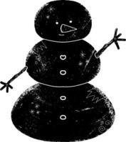 une noir et blanc dessin de une bonhomme de neige vecteur