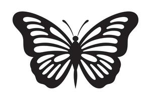 papillon tatouage silhouette conception, graphique noir icône de papillon isolé sur blanc Contexte vecteur