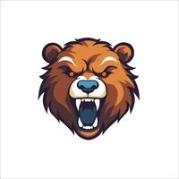 en colère ours tête mascotte logo, esports logo vecteur illustration conception concept.