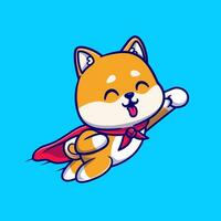 mignonne shiba inu chien super en volant dessin animé vecteur icône illustration. animal la nature icône concept isolé prime vecteur. plat dessin animé style