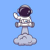 astronaute lancement sur espace et agitant main dessin animé vecteur icône illustration. science La technologie icône concept isolé prime vecteur. plat dessin animé style