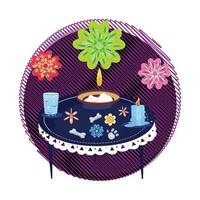 décoré autel avec fleurs et bougies dia de muertos vecteur illustration