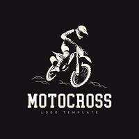 une minimaliste logo Caractéristiques une motocross cavalier, noir et blanc vecteur illustration