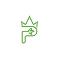 lettre p feuille vert couronne logo vecteur