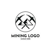 exploitation minière logo conception Créatif idée avec cercle forme et Montagne symbole vecteur
