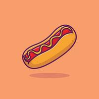 Hot-dog nourriture flottant Facile dessin animé vecteur illustration nourriture concept icône isolé