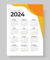 2024 mur calendrier modèle un page conception, la semaine début dimanche, Facile verticale calendrier conception modèle, mur calendrier dans une minimaliste style vecteur