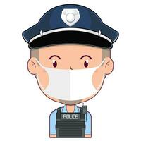policier porter médical masque dessin animé mignonne vecteur
