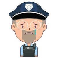 policier pleurs et effrayé visage dessin animé mignonne vecteur