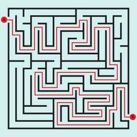carré Labyrinthe puzzle jeu, labyrinthe vecteur illustration pour enfants.