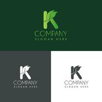 k lettre avec feuille Créatif logo conception vecteur Stock illustration