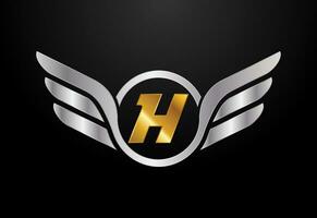 Anglais alphabet h avec ailes logo conception. voiture et automobile vecteur logo concept