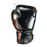 noir boxe gant isolé main tiré aquarelle La peinture illustration vecteur