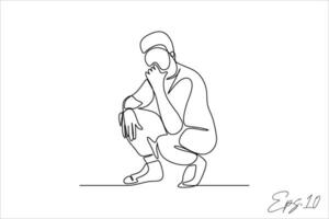 vecteur illustration continu ligne de Hommes squat