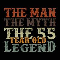 le homme le mythe le 55 année vieux Légende vecteur