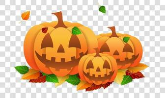 Halloween citrouille vecteur illustration, jack o lanterne. effrayant Orange image avec yeux et bougie