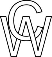 logo signe toilettes cw, icône signe entrelacé des lettres c w vecteur