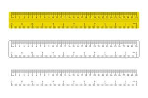 réaliste règle icône, mesure instrument. 30 cm 12 pouce règle ensemble. isolé vecteur illustration.