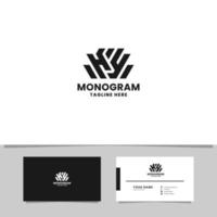 lettre simple et minimaliste hy logo forme une couronne avec modèle de carte de visite vecteur