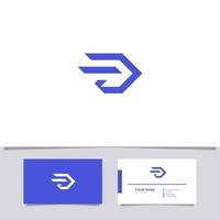 logo lettre d flèche bleue simple et minimaliste avec modèle de carte de visite vecteur