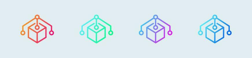 blockchain ligne icône dans pente couleurs. crypto panneaux vecteur illustration.