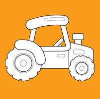 mignonne agriculteur ferme tracteur transport dessin animé numérique timbre contour vecteur