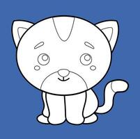 mignonne chat animal animal de compagnie dessin animé numérique timbre contour vecteur