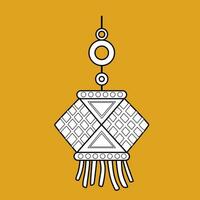 mignonne célébrer diwali hindous traditionnel vacances dessin animé numérique timbre contour vecteur
