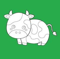 mignonne vache ferme animal dessin animé numérique timbre contour vecteur