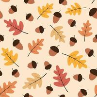 coloré l'automne modèle avec chêne feuilles et glands vecteur