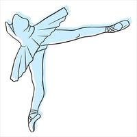 ballet. jambes de ballerine en tutu et pointe. dessin au trait. vecteur