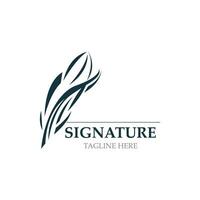 plume et Signature logo conception minimaliste affaires symbole signe modèle illustration vecteur