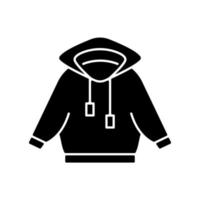 tenue à la maison avec l'icône de glyphe noir à capuche. veste à capuche. tenue de sport. vêtements de sport unisexes. vêtements d'intérieur et vêtements de nuit confortables. symbole de silhouette sur un espace blanc. illustration vectorielle isolée vecteur