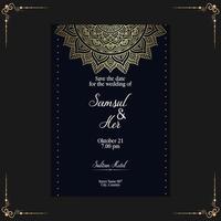 Fond Orné De Mandala Or De Luxe Pour Invitation De Mariage, Couverture De Livre Avec Style Élément Mandala Vecteur Premium