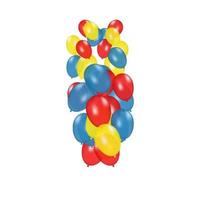 composition de couleur de ballons réalistes vectoriels et de confettis colorés burstisolated sur fond blanc. ballons isolés. pour les cartes de voeux d'anniversaire ou d'autres modèles vecteur