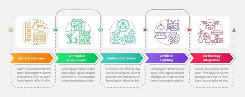 verticale agriculture et hydroponique vecteur infographie multicolore modèle, Les données visualisation avec 5 pas, processus chronologie graphique.