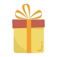 illustration vectorielle de jolie boîte cadeau actuelle. coffret cadeau avec ruban. célébration de l'événement surprise, conception pour les salutations. pour cadeau, anniversaire ou nouvel an et noël vecteur