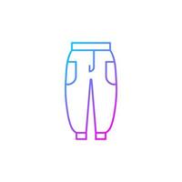 icône de vecteur linéaire dégradé de joggeurs. pantalons de survêtement pour femmes. pantalons de survêtement pour hommes. pantalon unisexe. tenue de sport. symboles de couleur de ligne mince. pictogramme de style moderne. dessin de contour isolé de vecteur