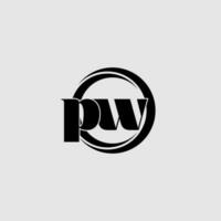 des lettres pw Facile cercle lié ligne logo vecteur