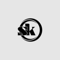 des lettres sk Facile cercle lié ligne logo vecteur