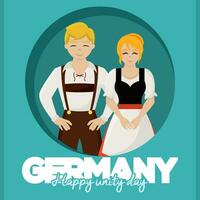 mignonne couple avec traditionnel allemand vêtements vecteur