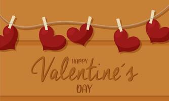 horizontal Valentin journée affiche avec rouge cœur formes vecteur