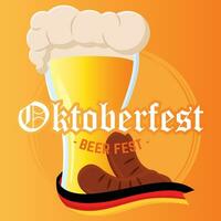 isolé Bière verre avec allemand drapeau et saucisses oktoberfest Bière fest vecteur