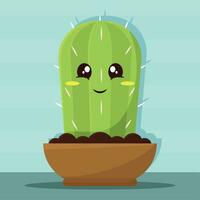 isolé mignonne cactus intérieur plante personnage vecteur