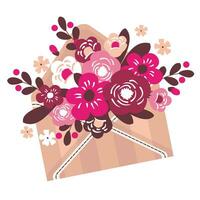 stylisé enveloppe avec fleurs. vecteur illustré clipart.