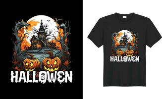 content Halloween magnifique sorcier et fête effrayant costume prêt à imprimer vecteur T-shirt.