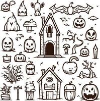 content Halloween silhouette ensemble collection de Halloween vecteur éléments