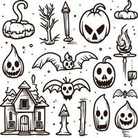 content Halloween silhouette ensemble collection de Halloween vecteur éléments